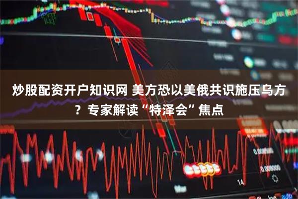 炒股配资开户知识网 美方恐以美俄共识施压乌方？专家解读“特泽会”焦点